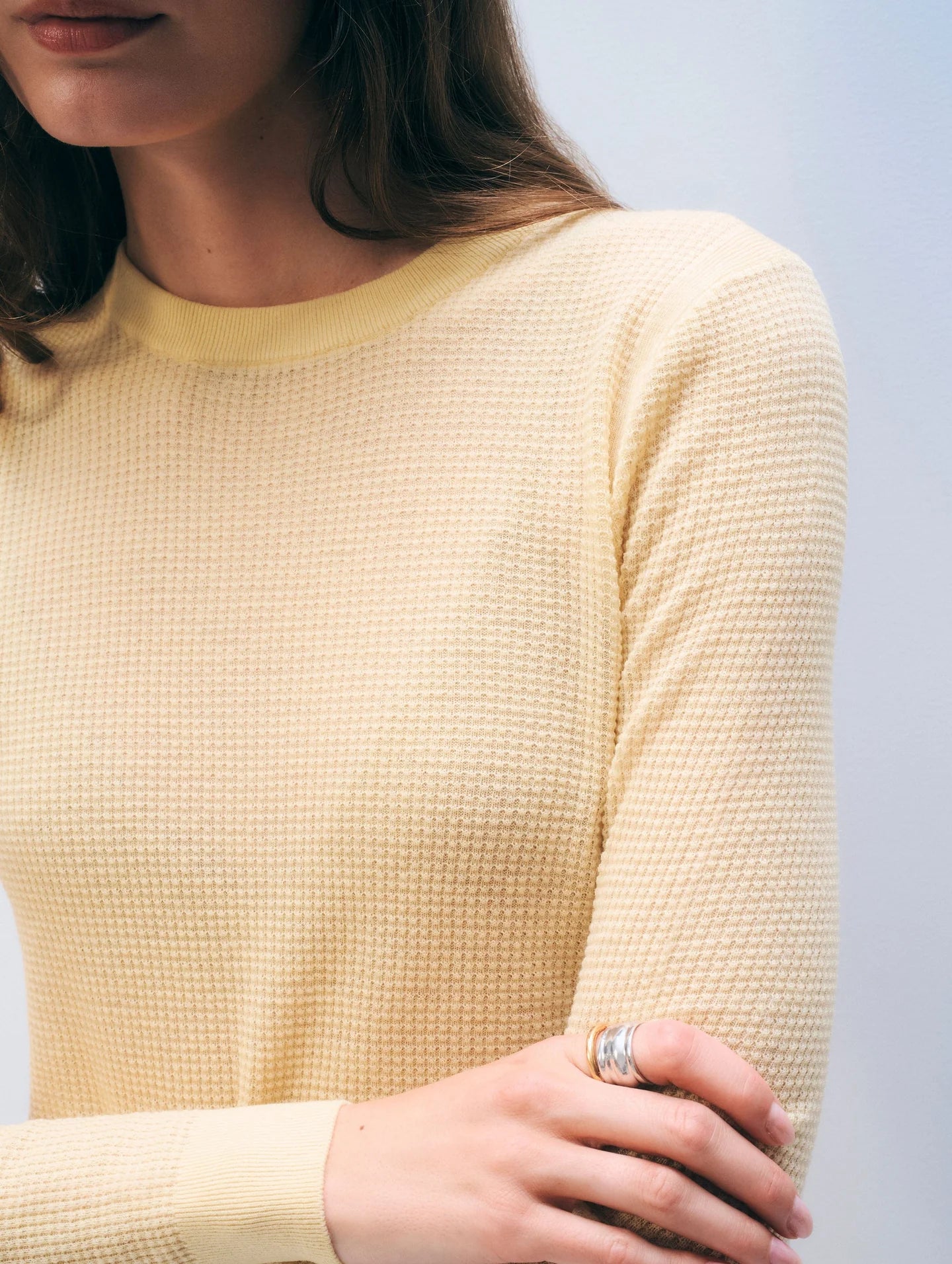 White + Warren Superfine Cashmere Blend Waffle Crewneck 21109