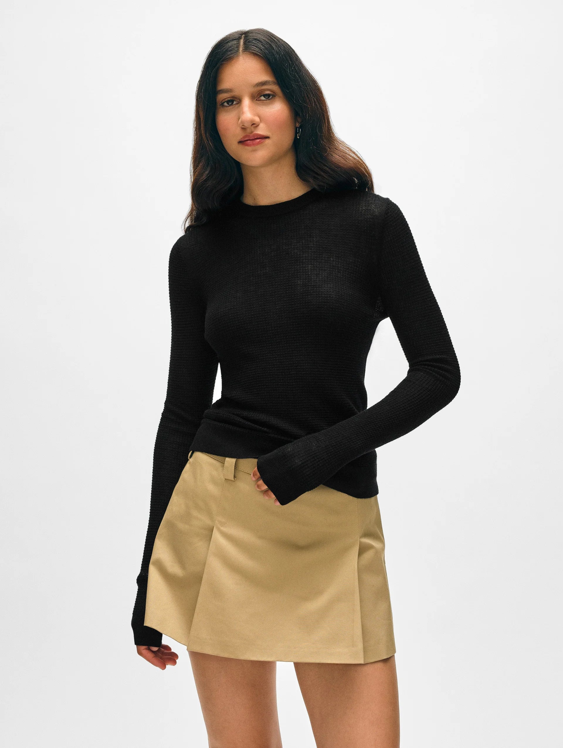 White + Warren Superfine Cashmere Blend Waffle Crewneck 21109