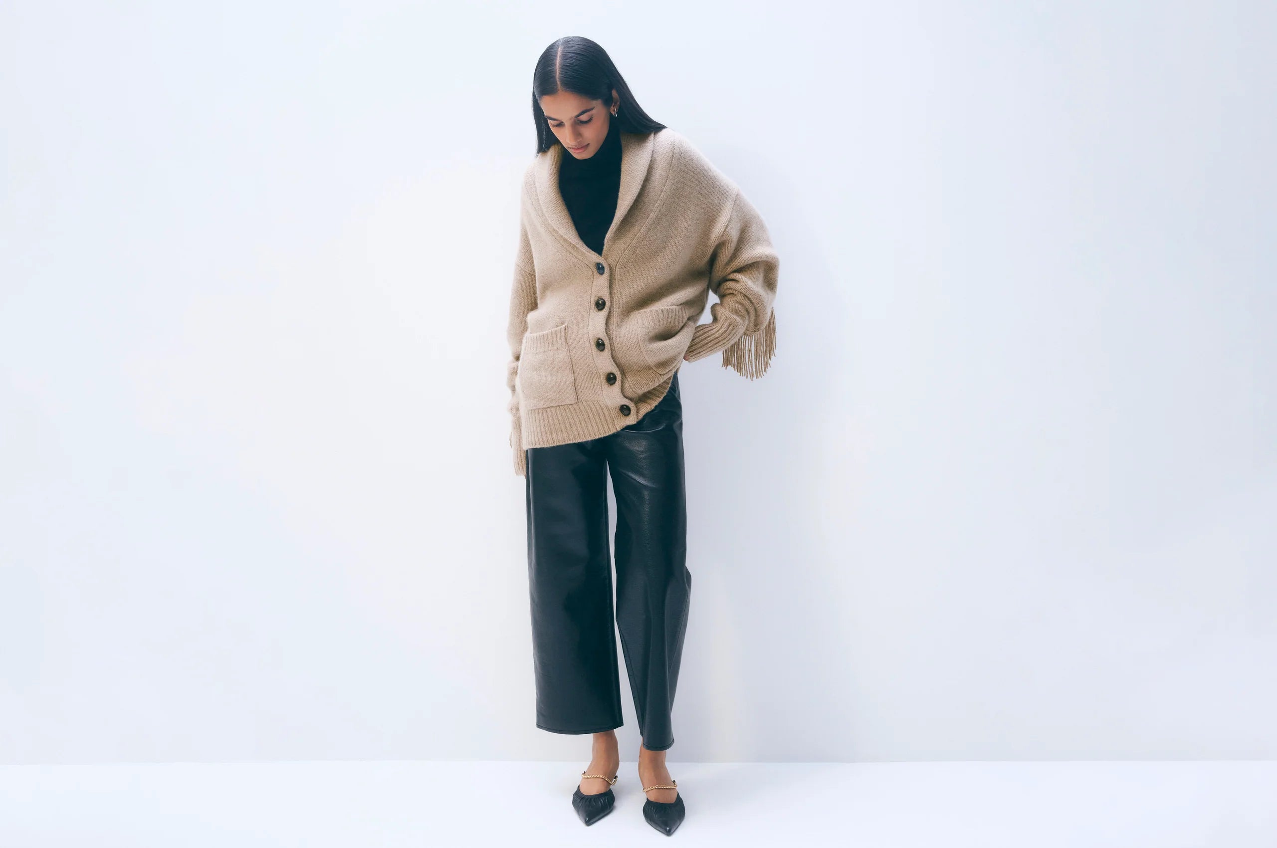 White + Warren Cashmere Blend Luxe Fringe Coatigan 21251