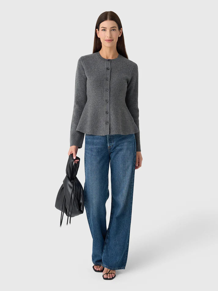 White + Warren Cashmere Blend Peplum Cardigan 21484