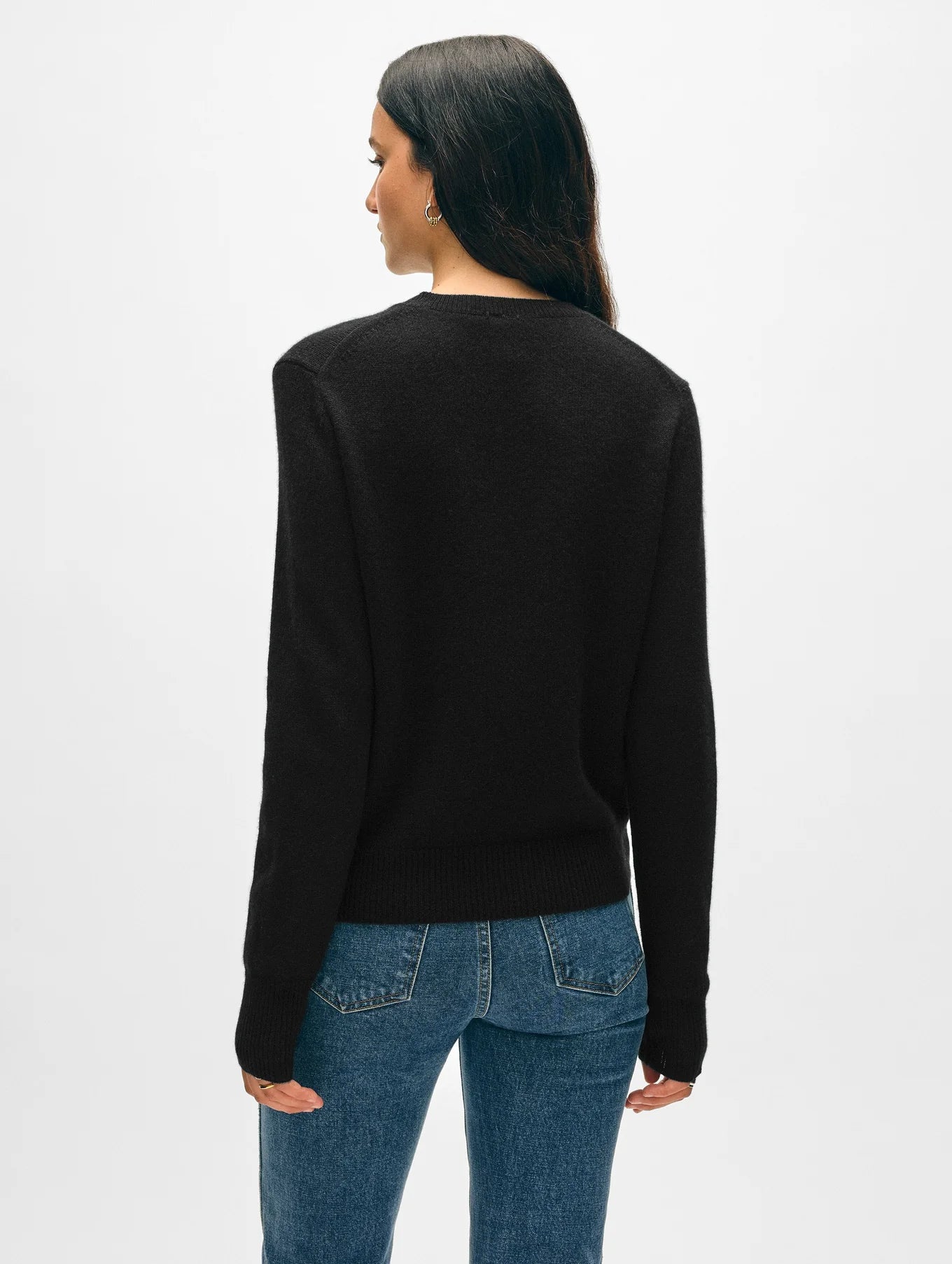 White + Warren Cashmere Rib Trim Crewneck 21494