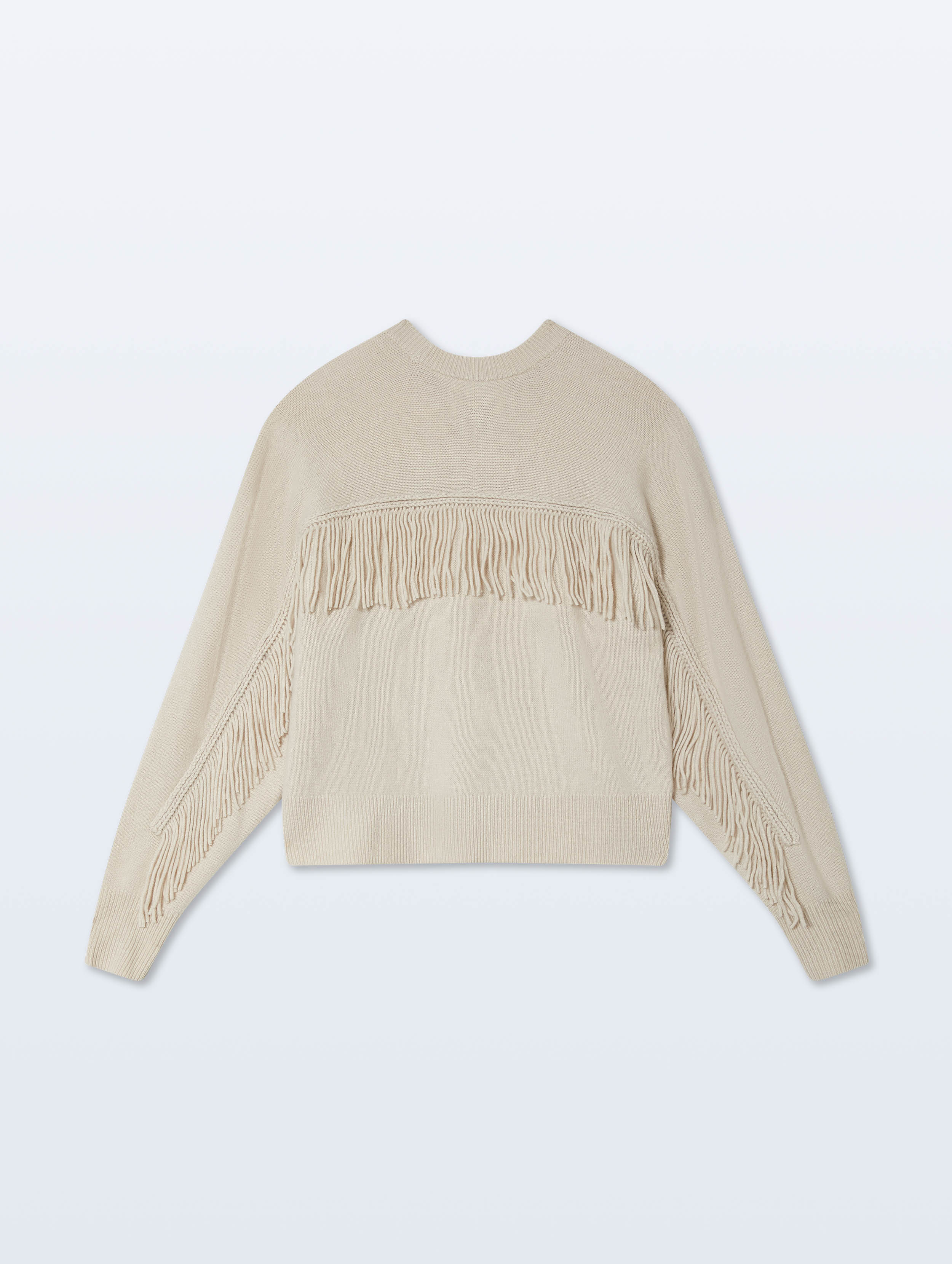White + Warren Cashmere Blend Luxe Fringe Crewneck 21576