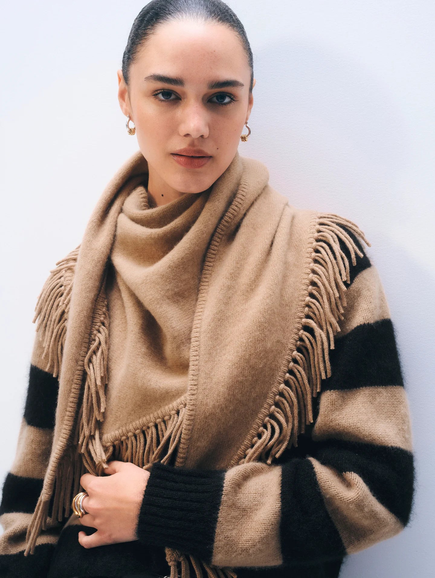 White + Warren Brushed Cashmere Fringe Scarf 21596