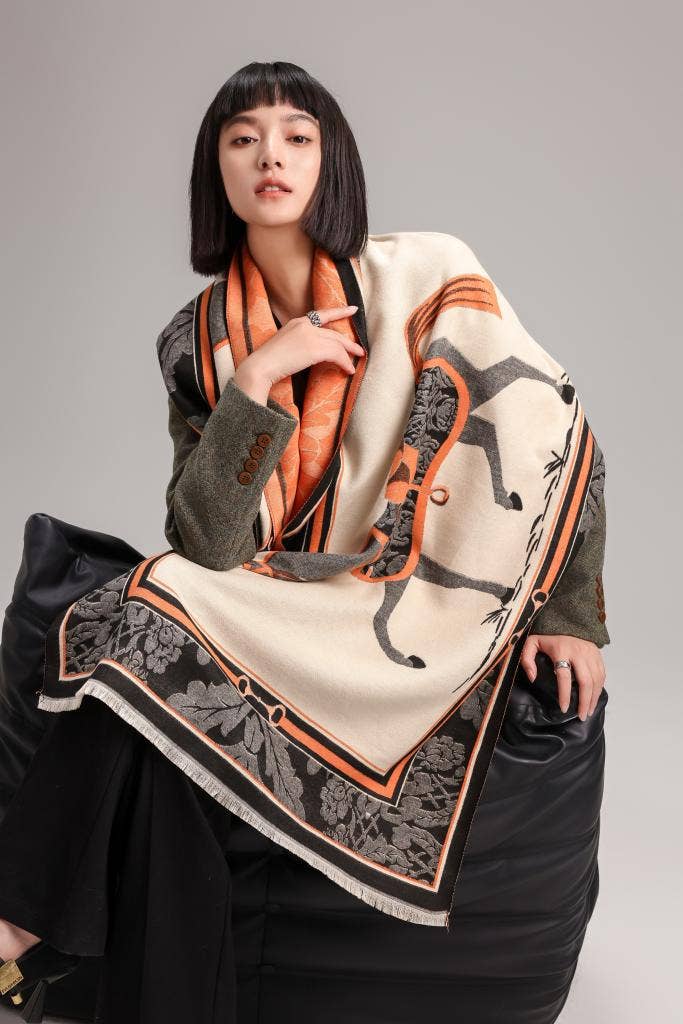 Winding River Equestrian Orange / Black Ceremony Reversible Wrap