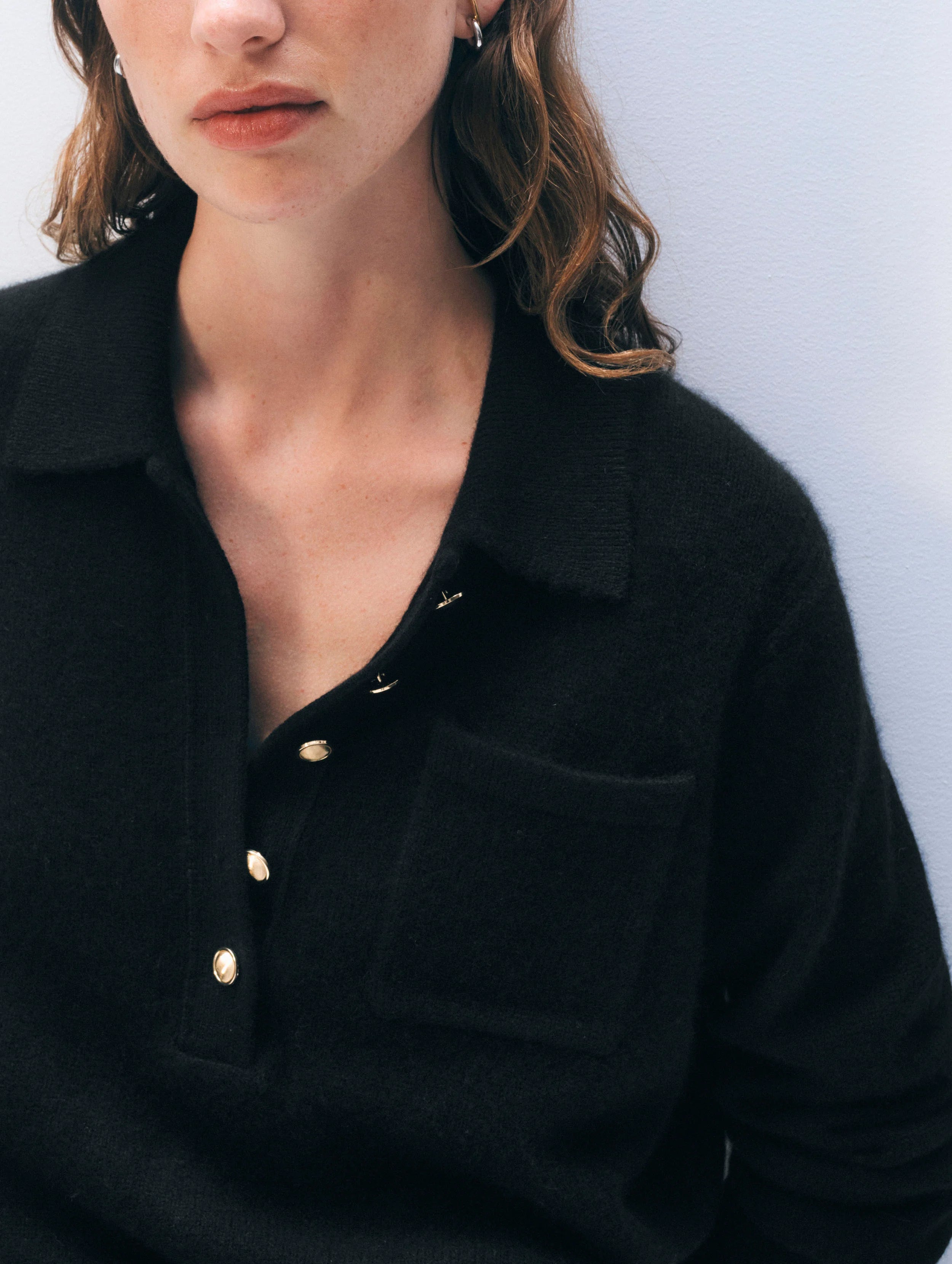 White + Warren Cashmere Gold Button Polo 21609