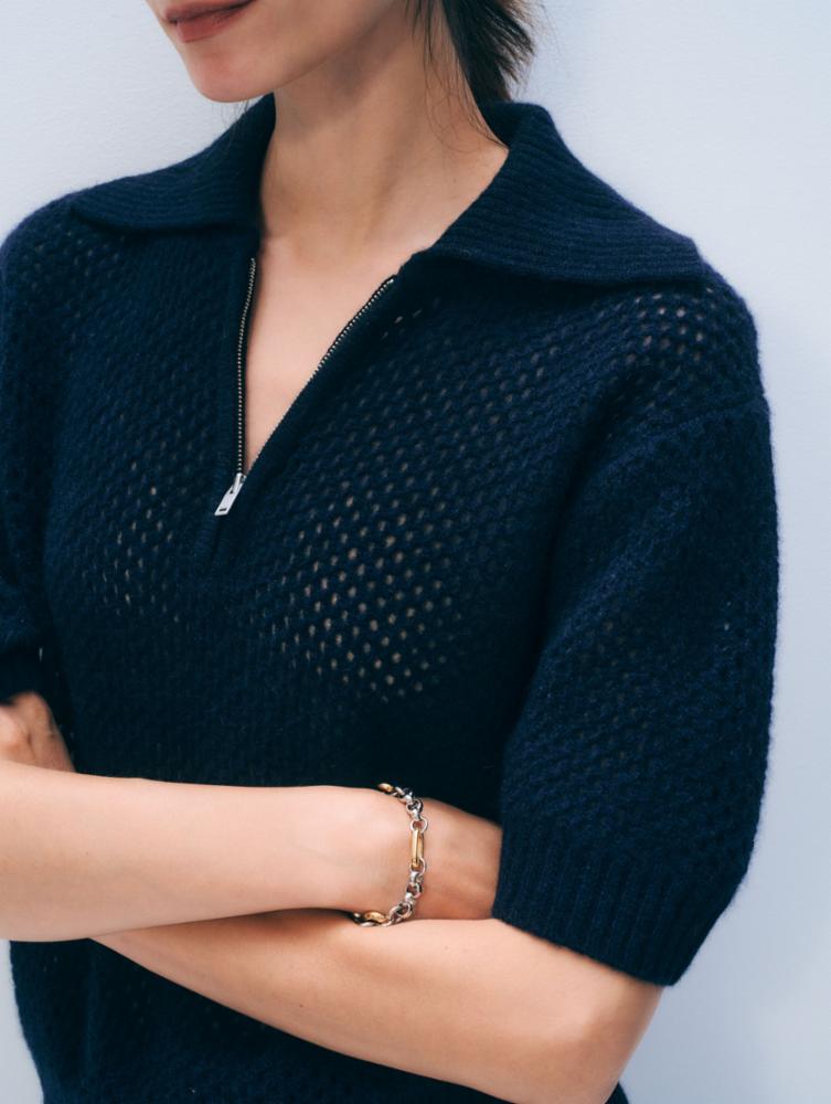 White + Warren Cashmere Mesh Polo 21652