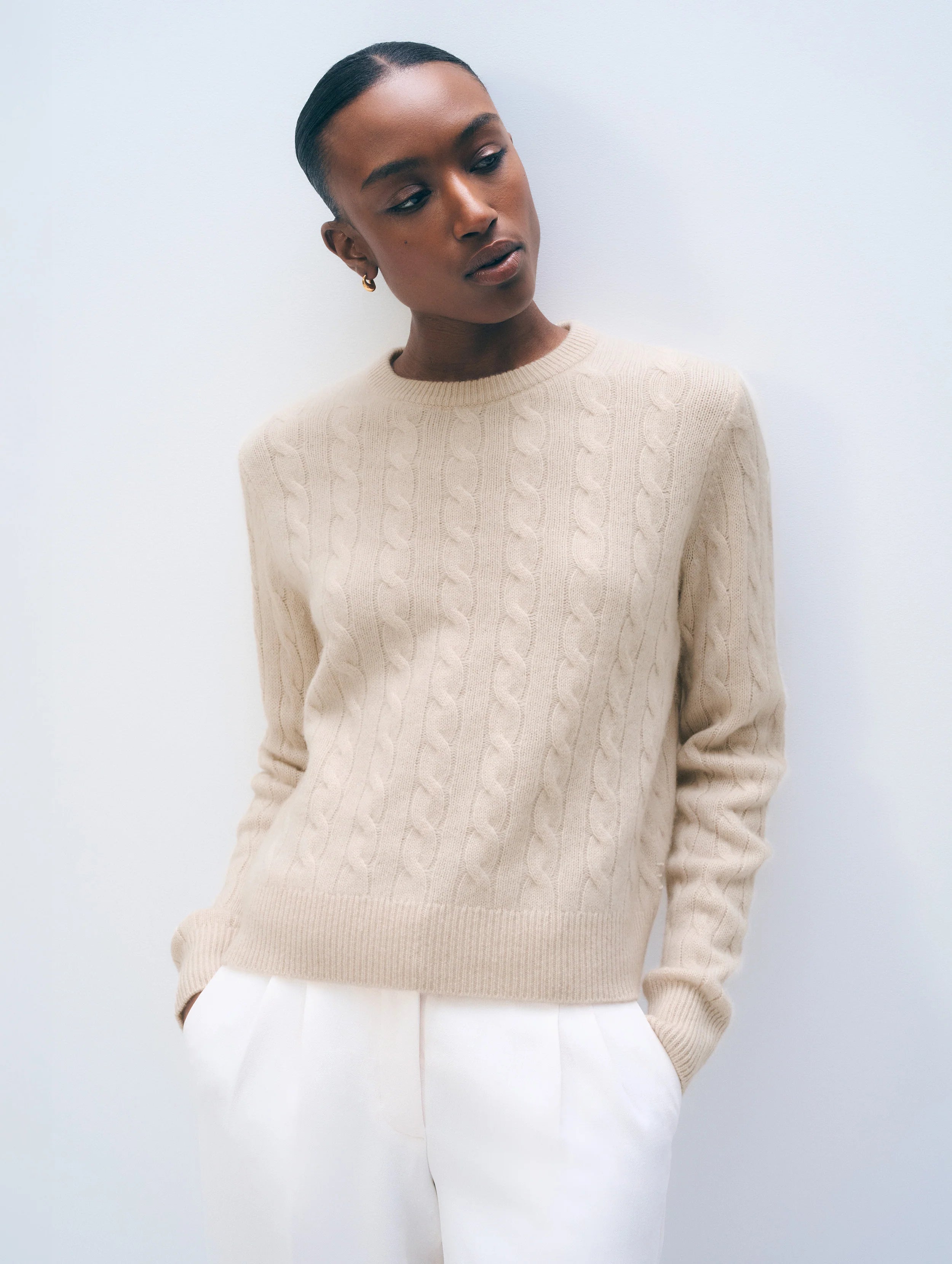 White + Warren Cashmere Cable Crewneck 21764