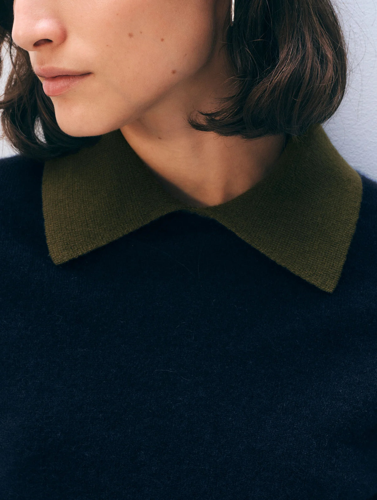 White + Warren Cashmere Contrast Collar Sweater 21971