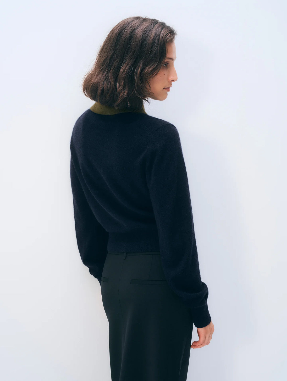 White + Warren Cashmere Contrast Collar Sweater 21971
