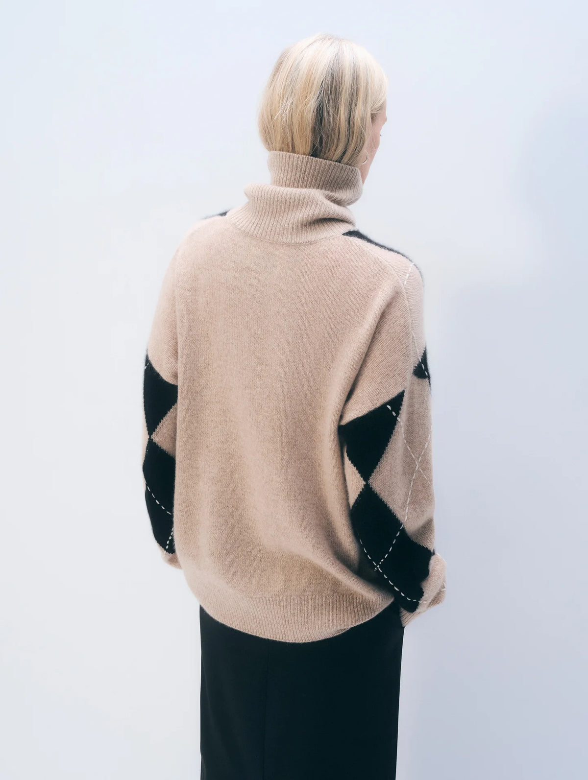 White + Warren Cashmere Argyle Turtleneck 22055