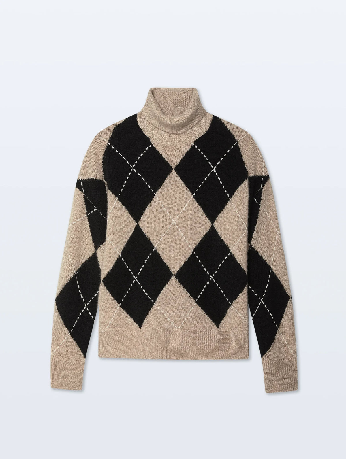 White + Warren Cashmere Argyle Turtleneck 22055