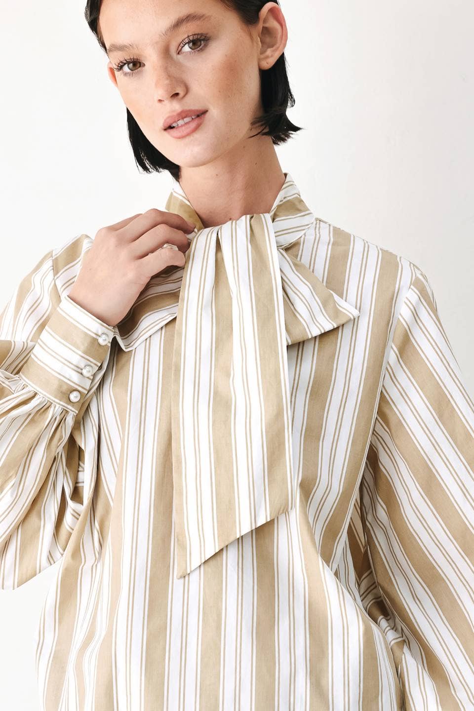 Flying Tomato Striped Woven Bow Top FT2115