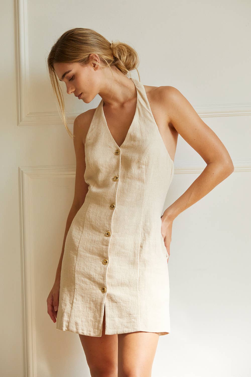 Crescent Patty Halter Mini Dress