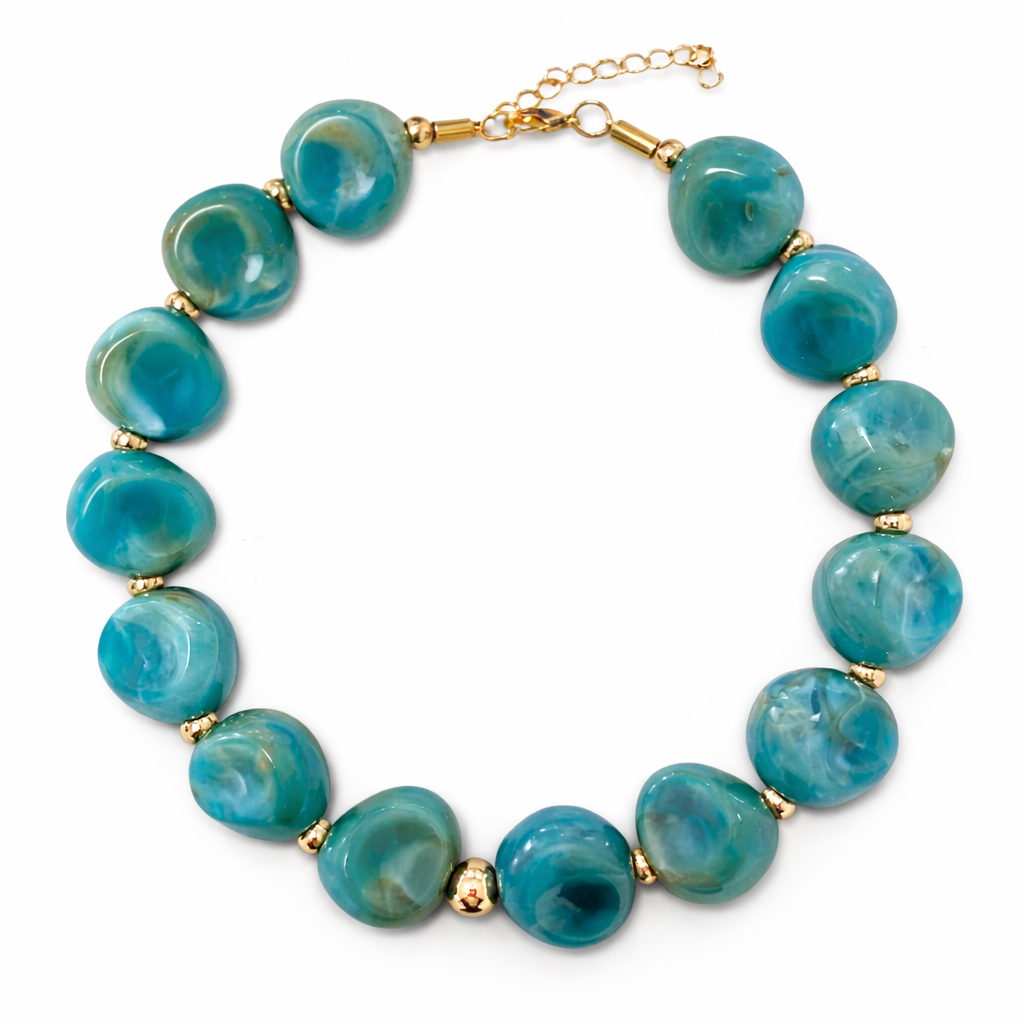Sahira Bahama Blue Beaded Necklace