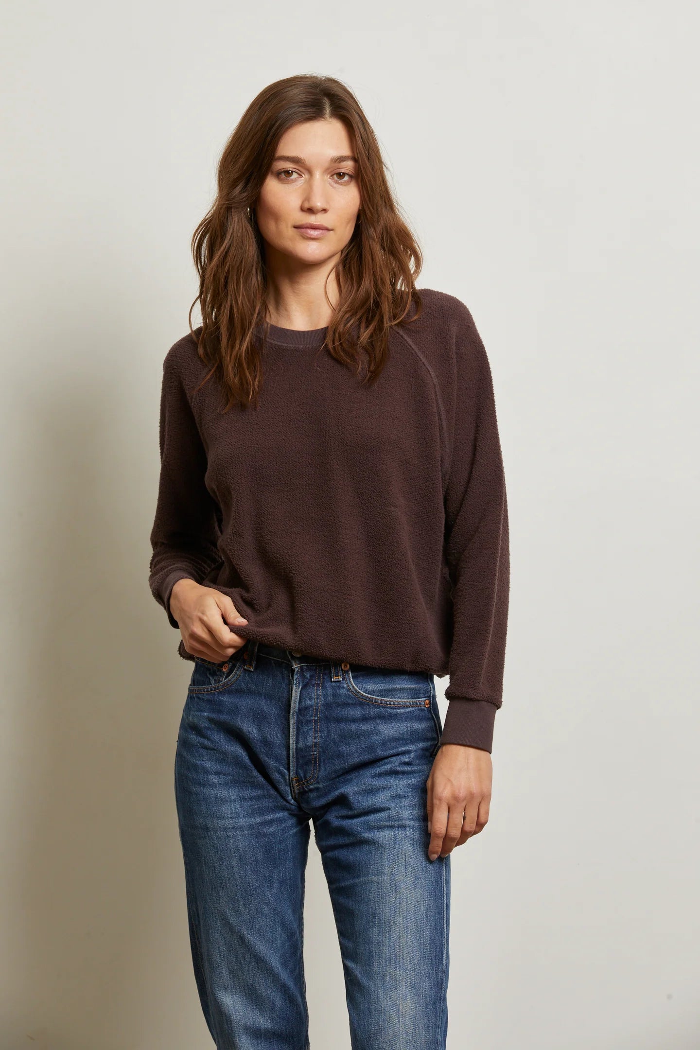 Perfect White Tee Ziggy Inside Out Cotton Fleece Bracelet Sleeve Shrunken Crew