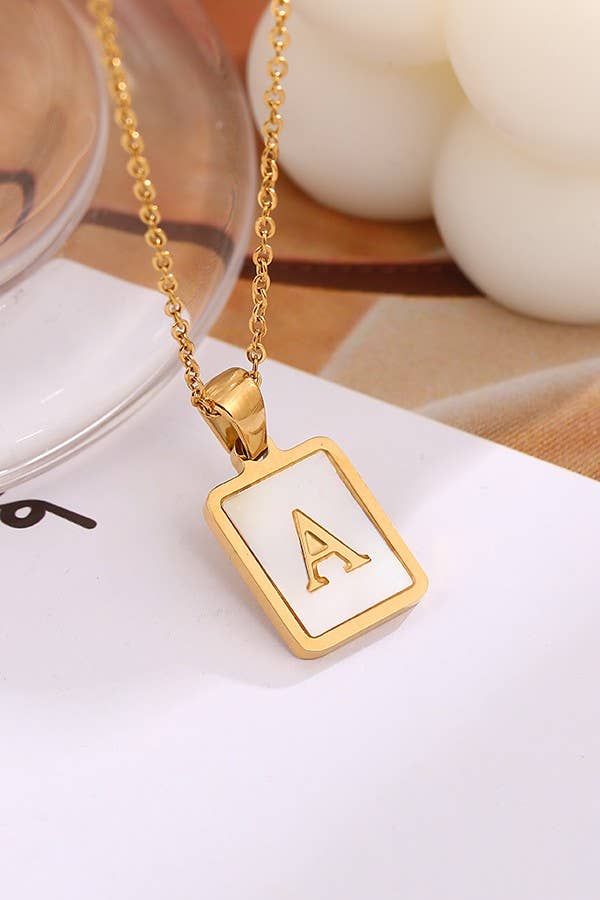Josslyn MOP Initial Card Necklace 40NK314