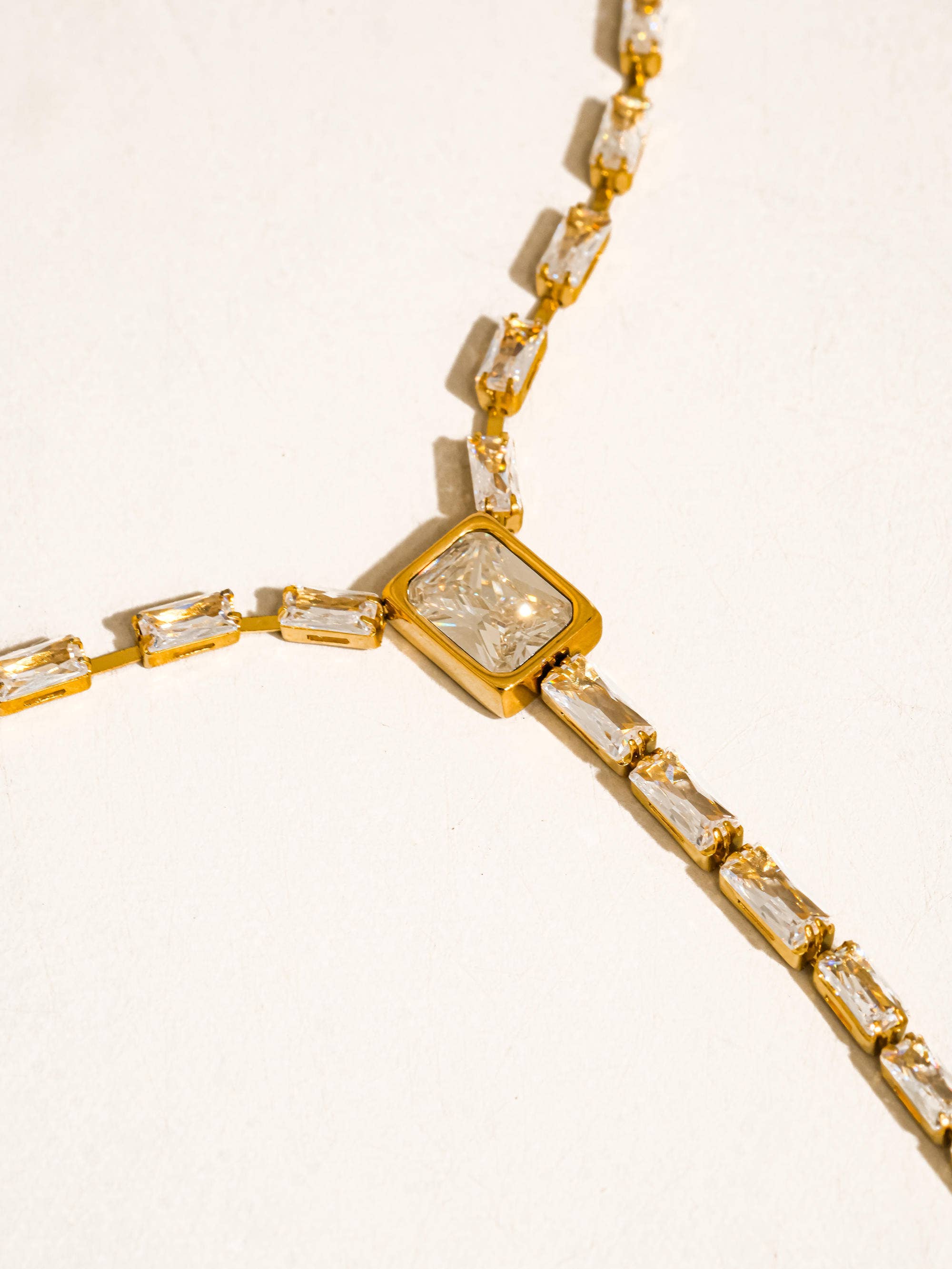 Flânerie Cieline 18K Gold CZ Lariat Necklace
