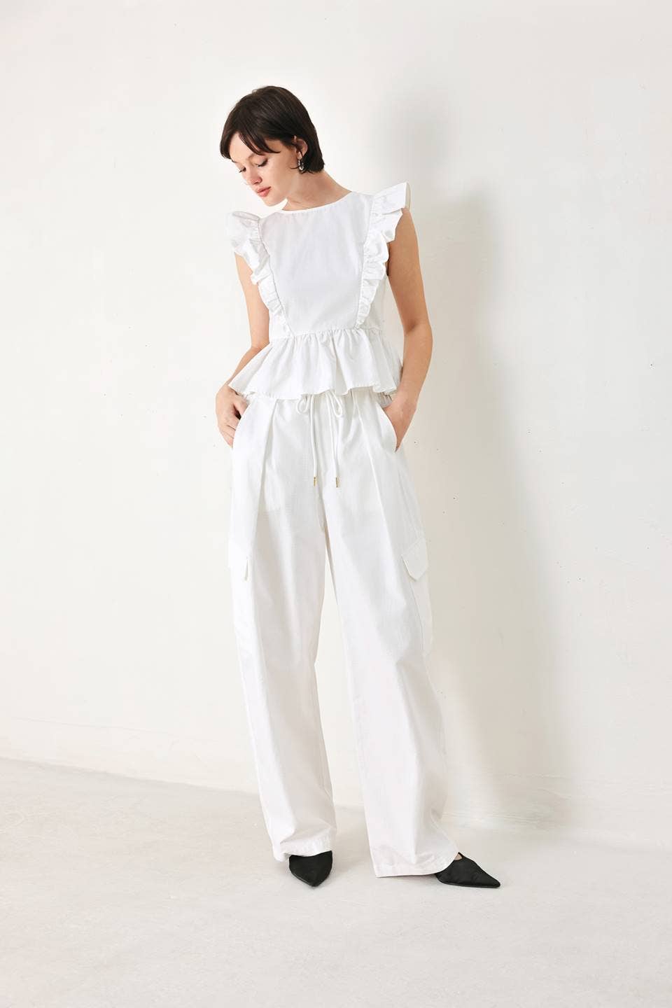 Flying Tomato Solid Woven Top FT1815B-A