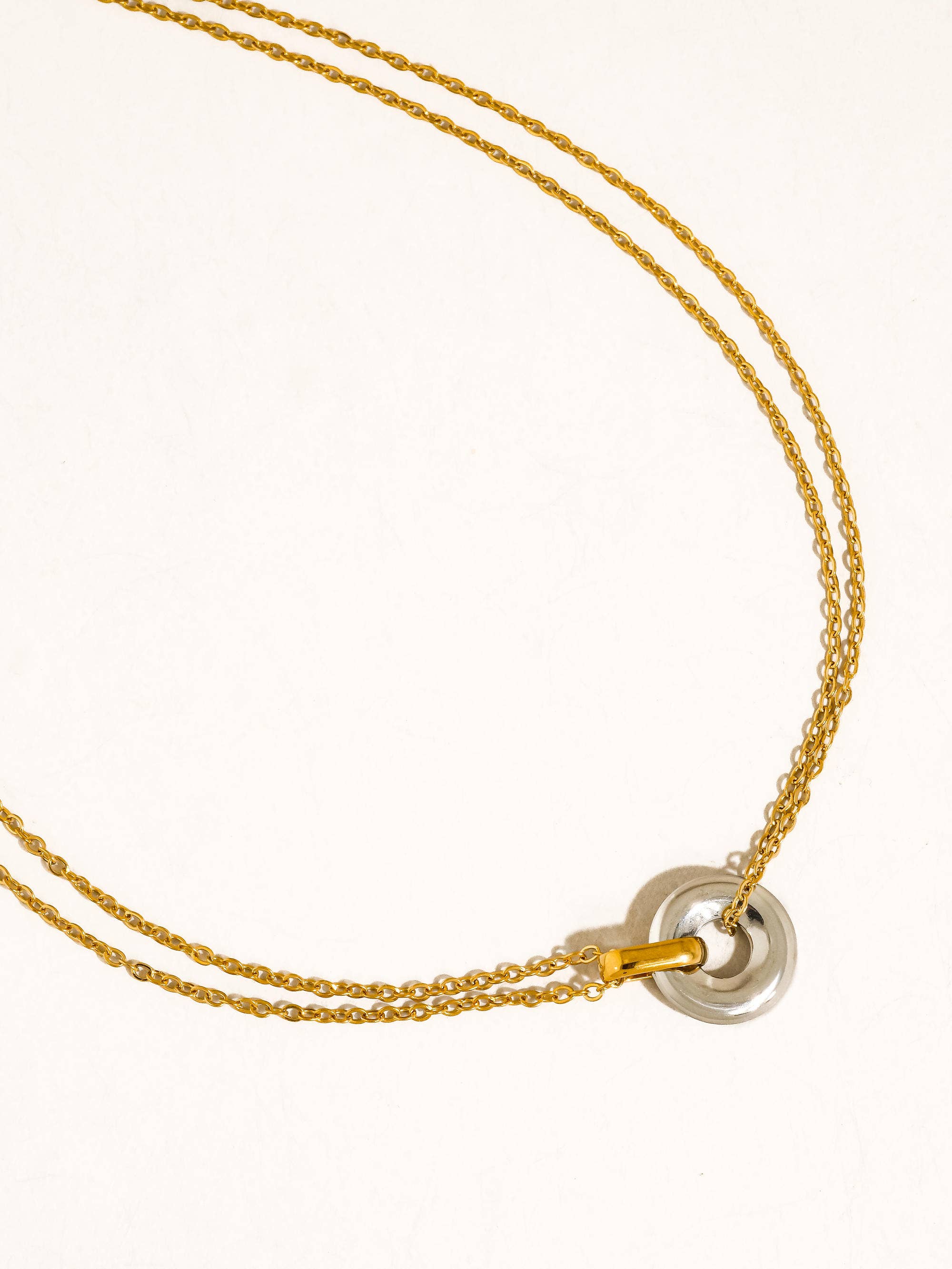 Flânerie Brixton 18K Gold Non-Tarnish Two Tone Circle Necklace