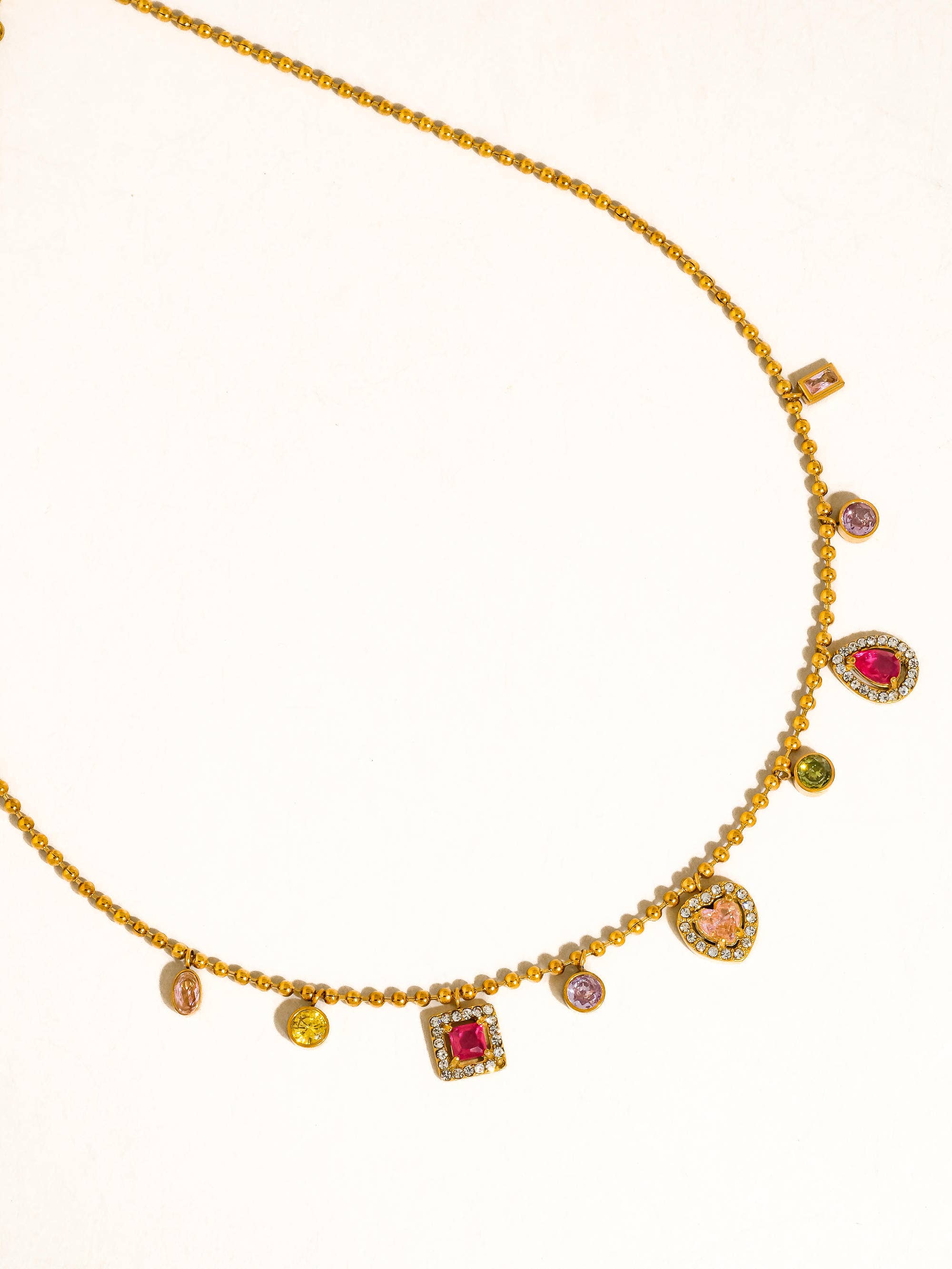 Flânerie Daiselle 18K Gold Non-Tarnish Colorful CZ Charm Necklace