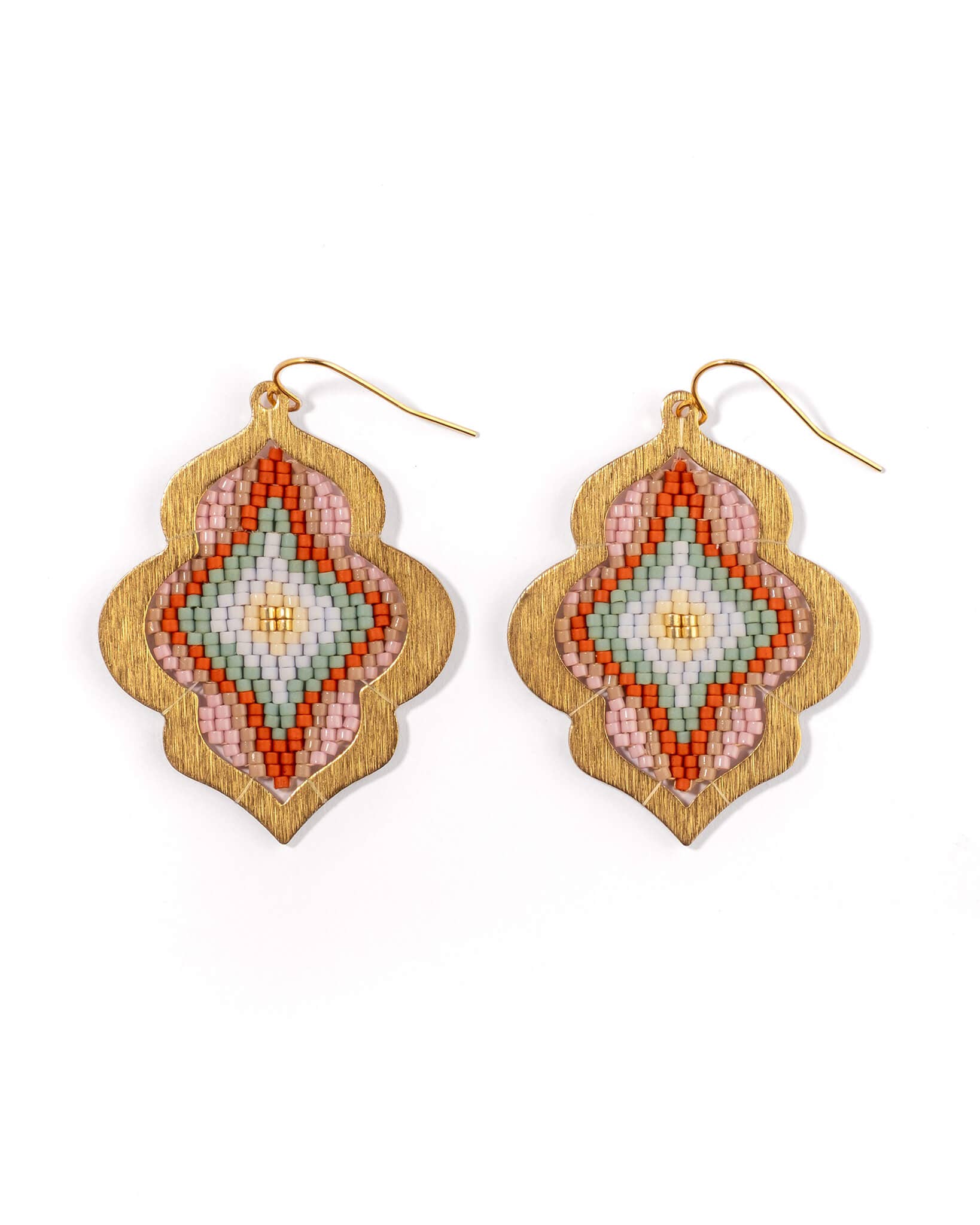 Mayana Beaded Handwoven Window Drop Earring in Aqua