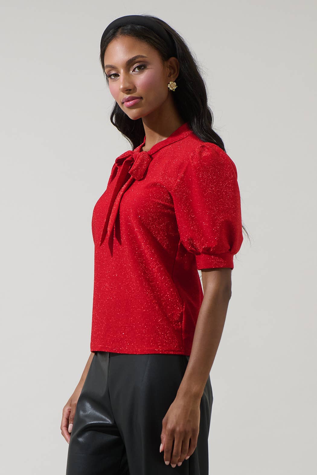Sugarlips Lisette Shimmer Bow Tie Top