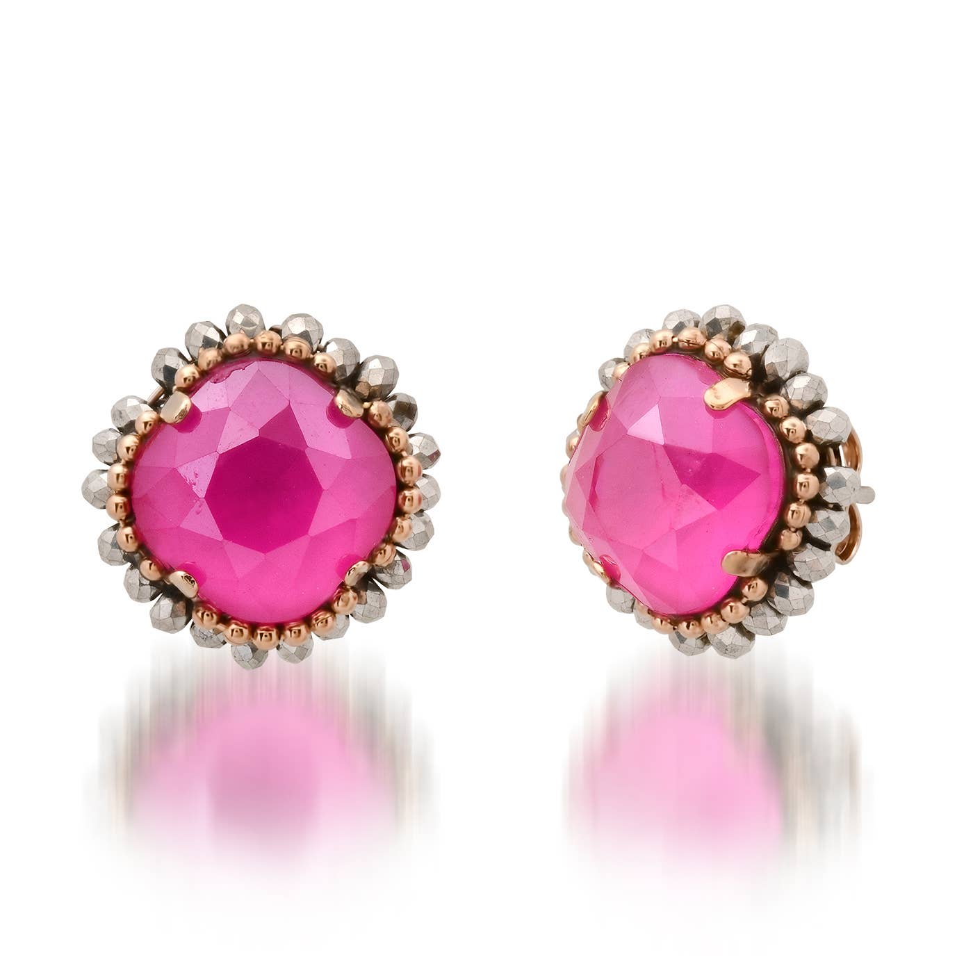 Tai Faceted Glass Stud with Mixed Bead Bezel HHE-25