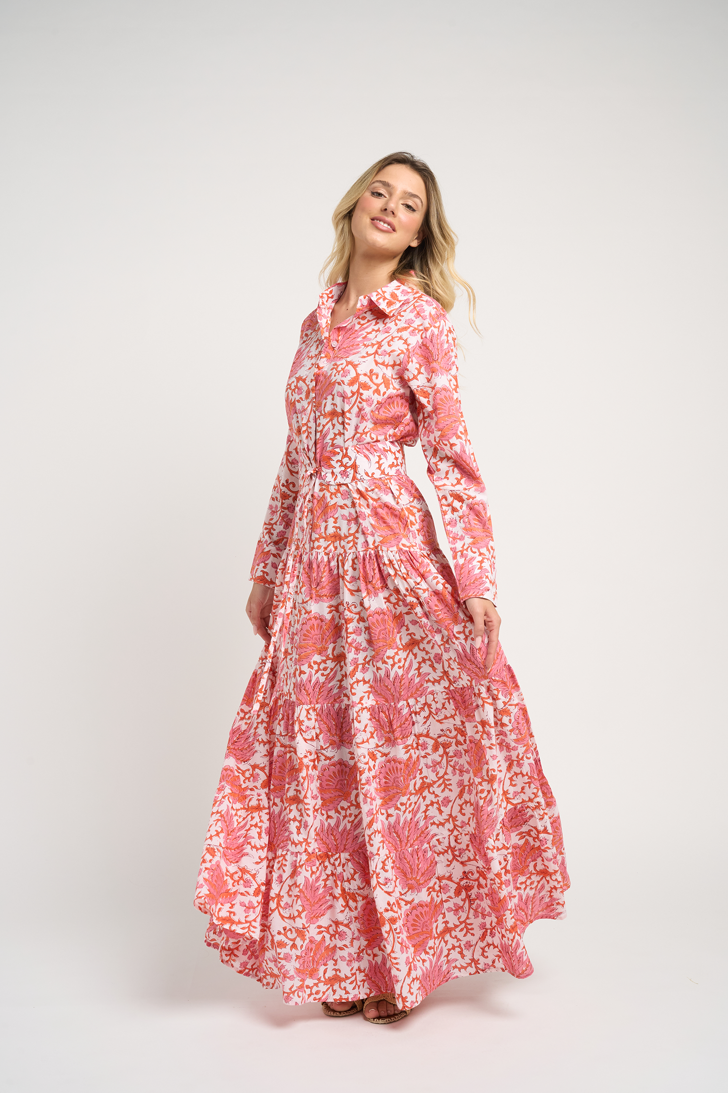 Guadalupe Design Meredith Floral Dress Coral