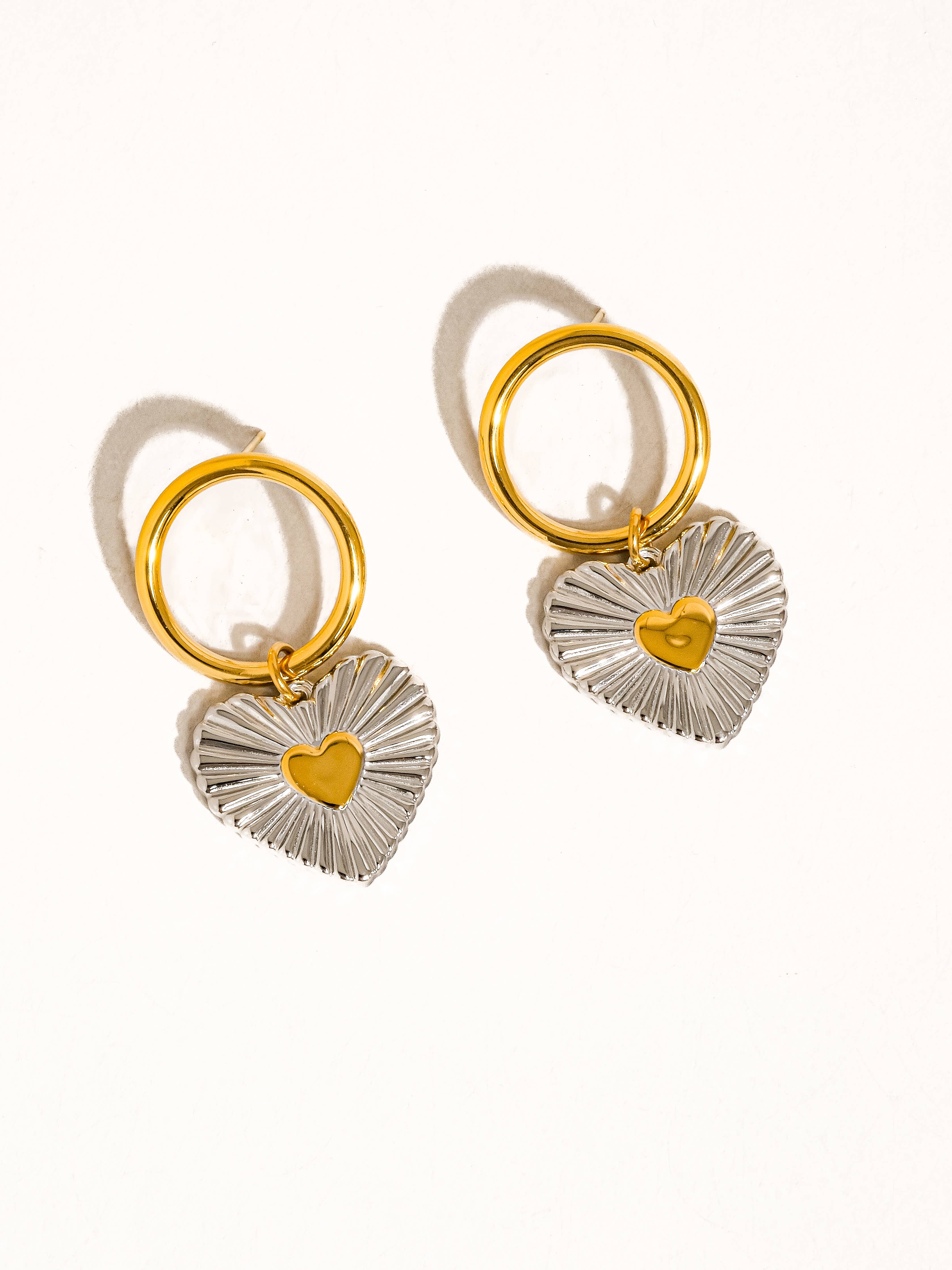 Flânerie Annette 18K Gold Two Tone Heart Earring