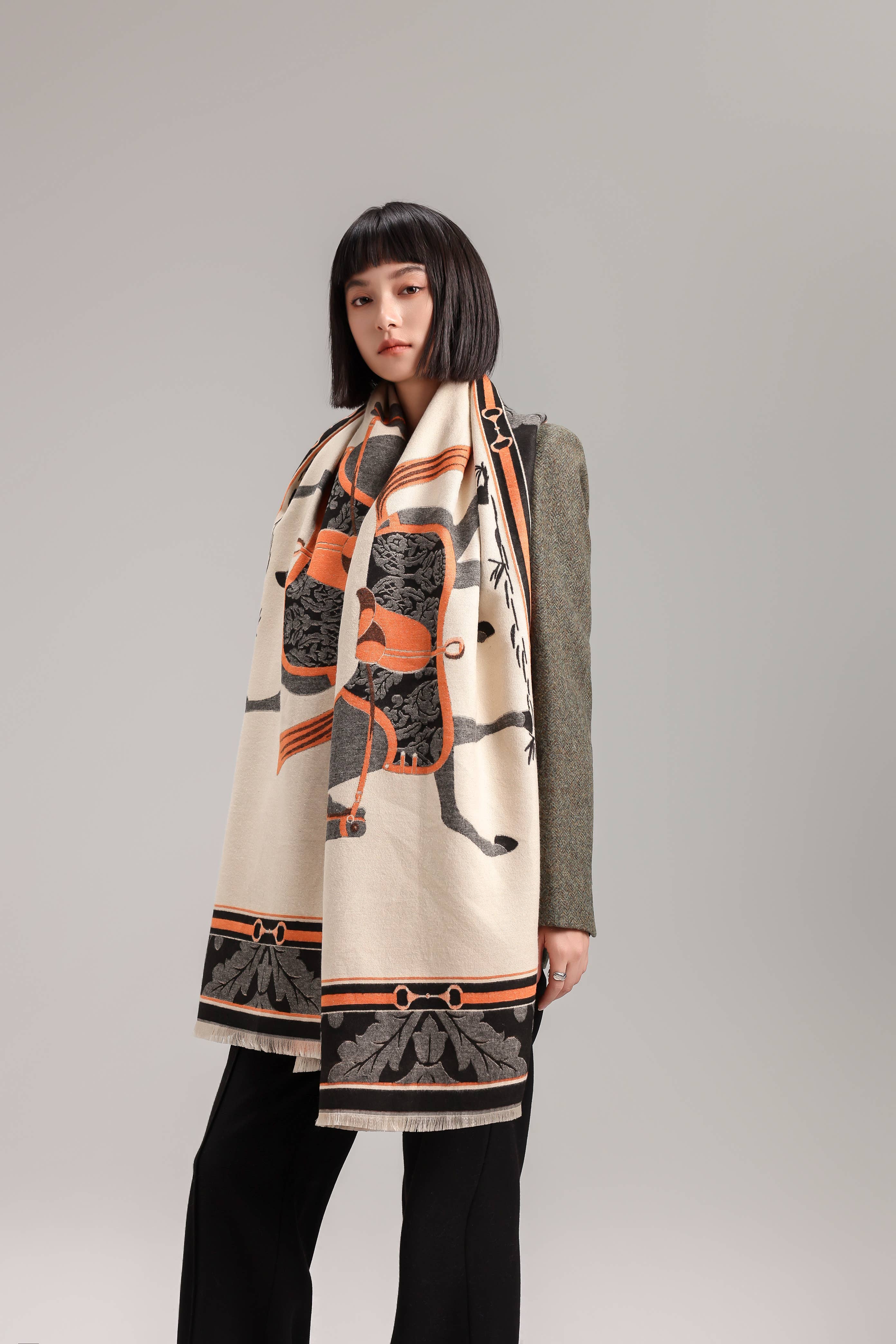 Winding River Equestrian Orange / Black Ceremony Reversible Wrap