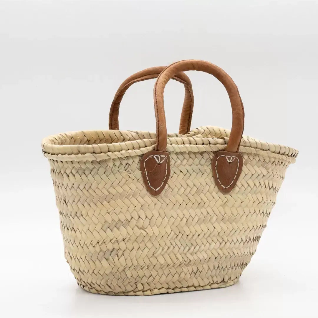 French Market Bags Basket Straw Bag with Leather #1
