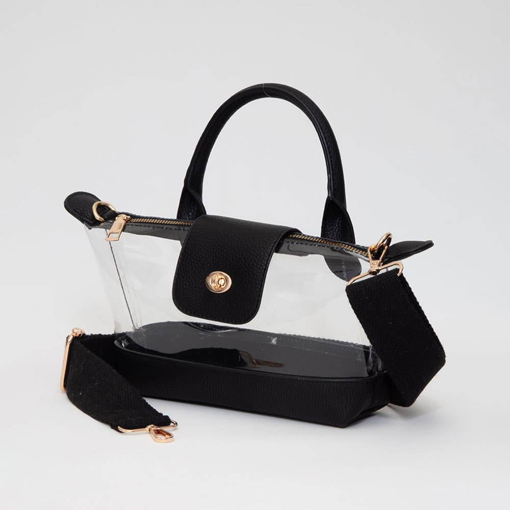 Catherine's Game Day Faux Leather Compact Transparent Top Handle Crossbody Bag