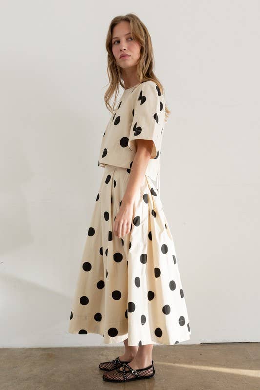 Heyson Polka Dot Pleated Midi Skirt JOS1021