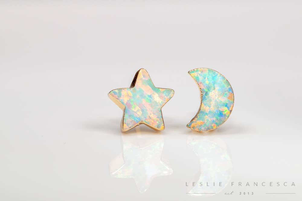 Leslie Francesca Opal Moon & Star Studs