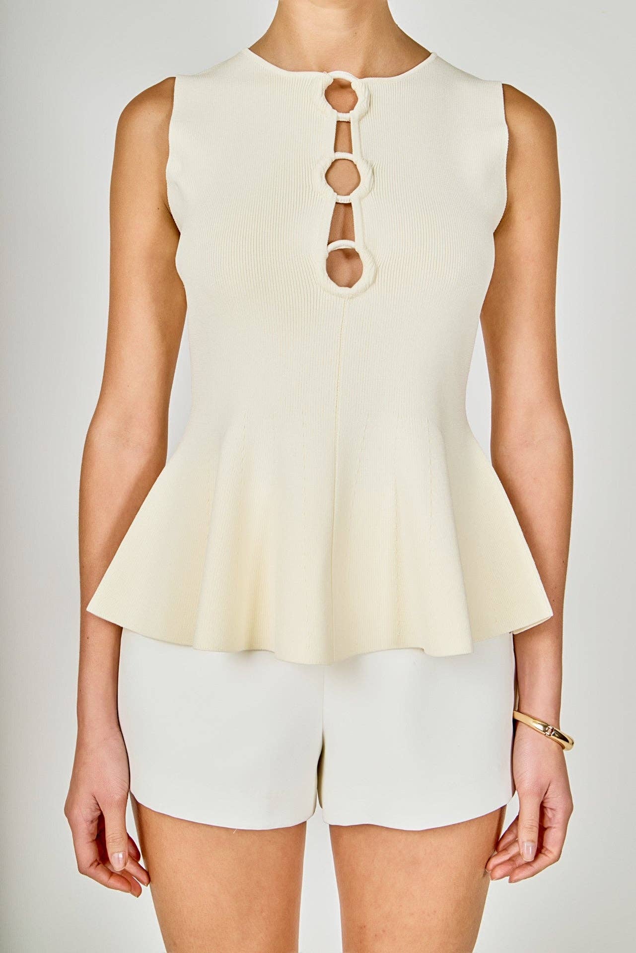 Endless Rose Ring Detailed Flare Knit Top