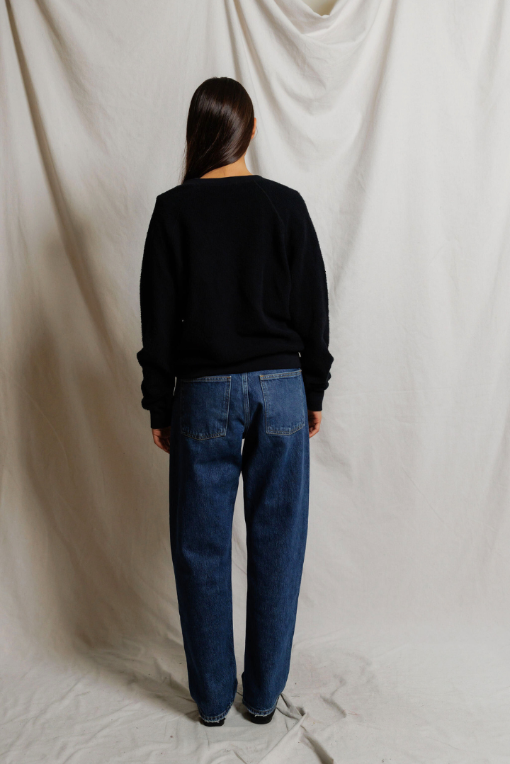 Perfect White Tee Zuri Reverse Fleece Longsleeve Raglan V Neck