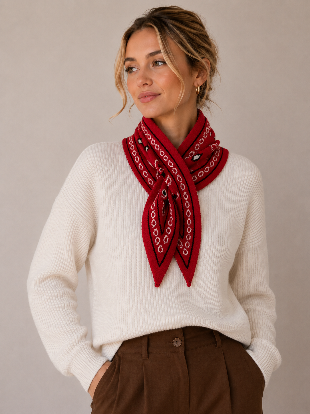 Catherine's Bandana Knit Scarf w/Pull through closure TR-15