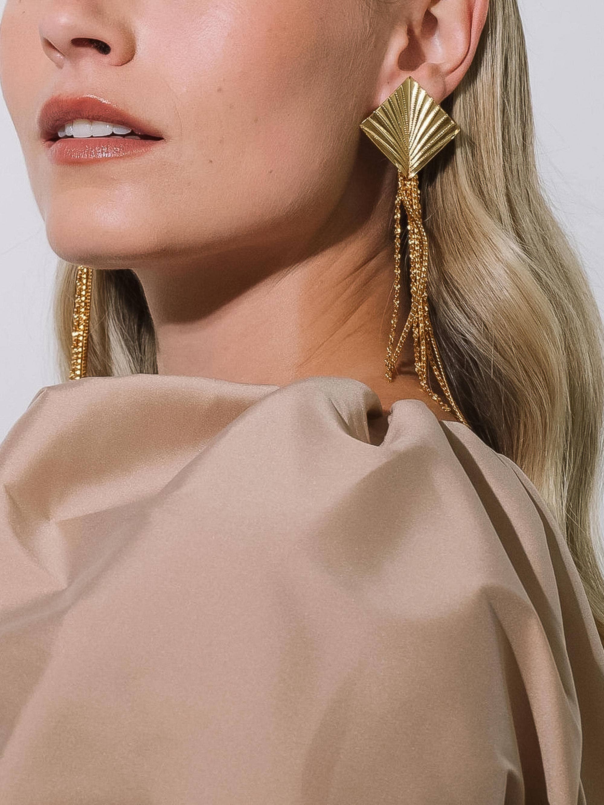 Flânerie Cancale 18K Gold Geometric Tassel Drop Earrings