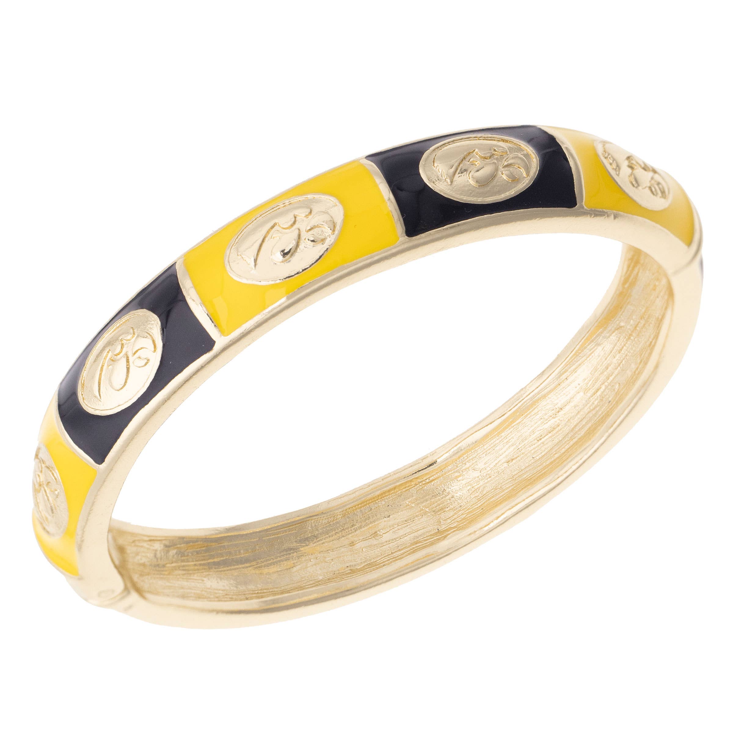 Catherine's Game Day Iowa Hawkeyes Sculpted Enamel Checkered Hinge Bangle