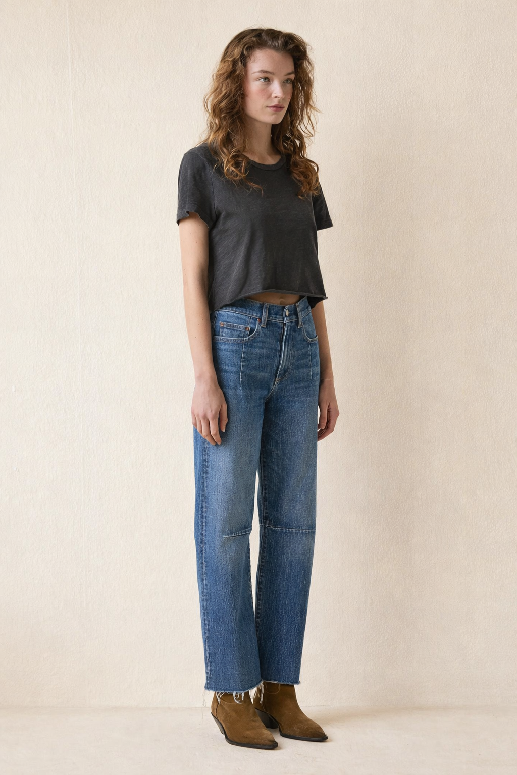 Le Jean Pixie Ankle Fray Mid Rise