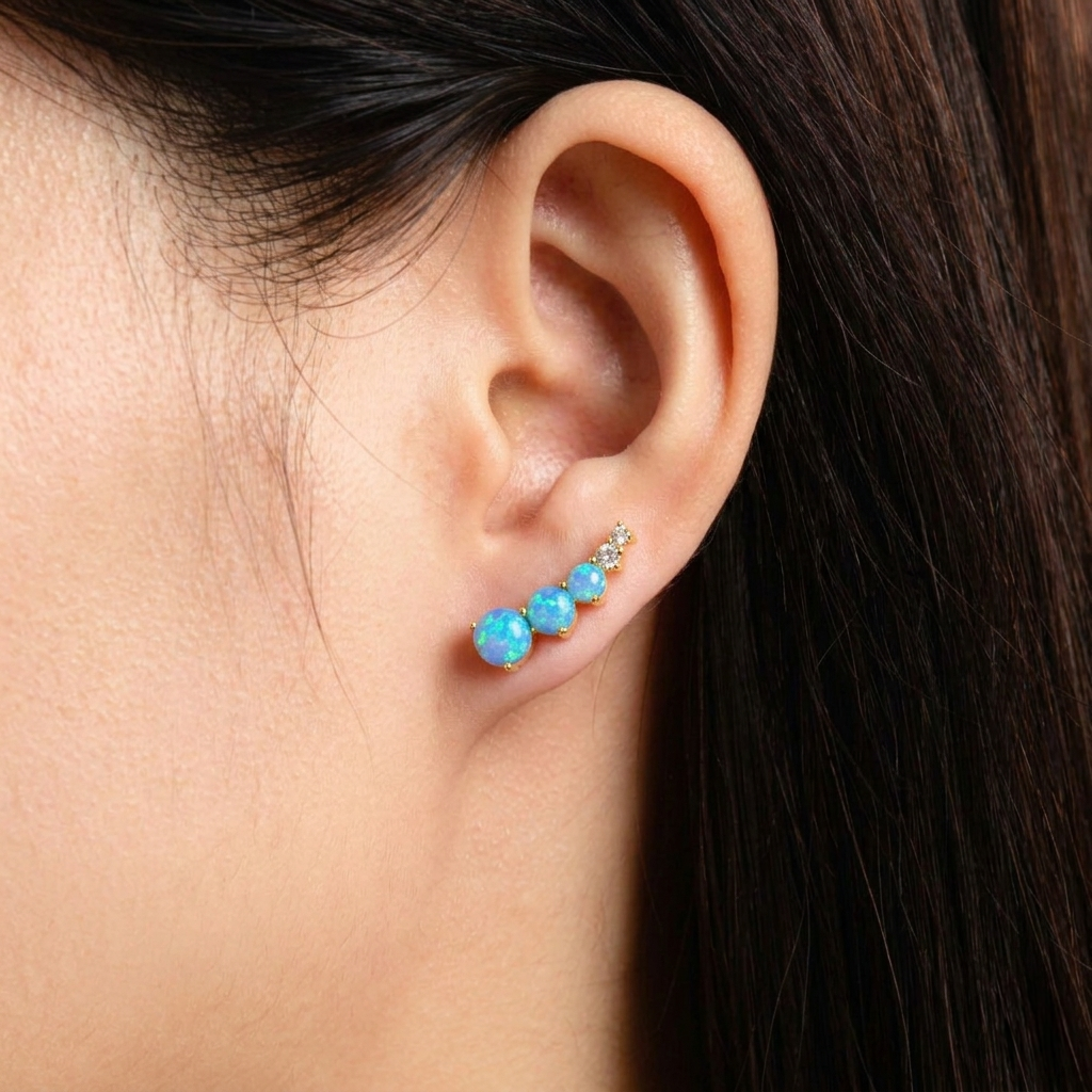 Heilo Jewelry Helena Opal Ear Climbers