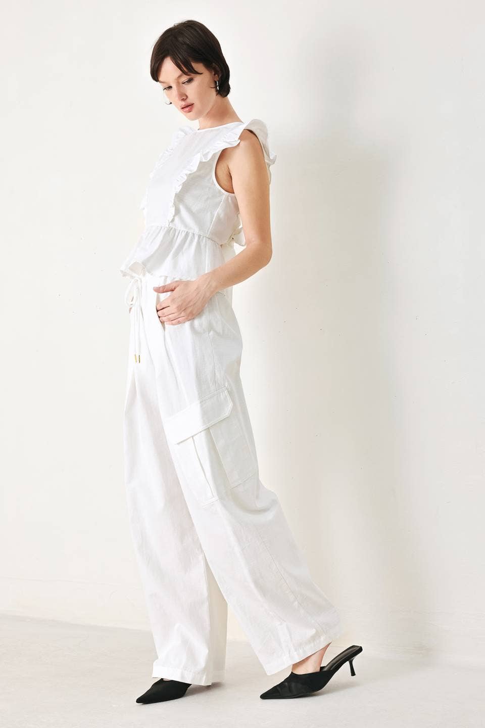 Flying Tomato Solid Woven Top FT1815B-A