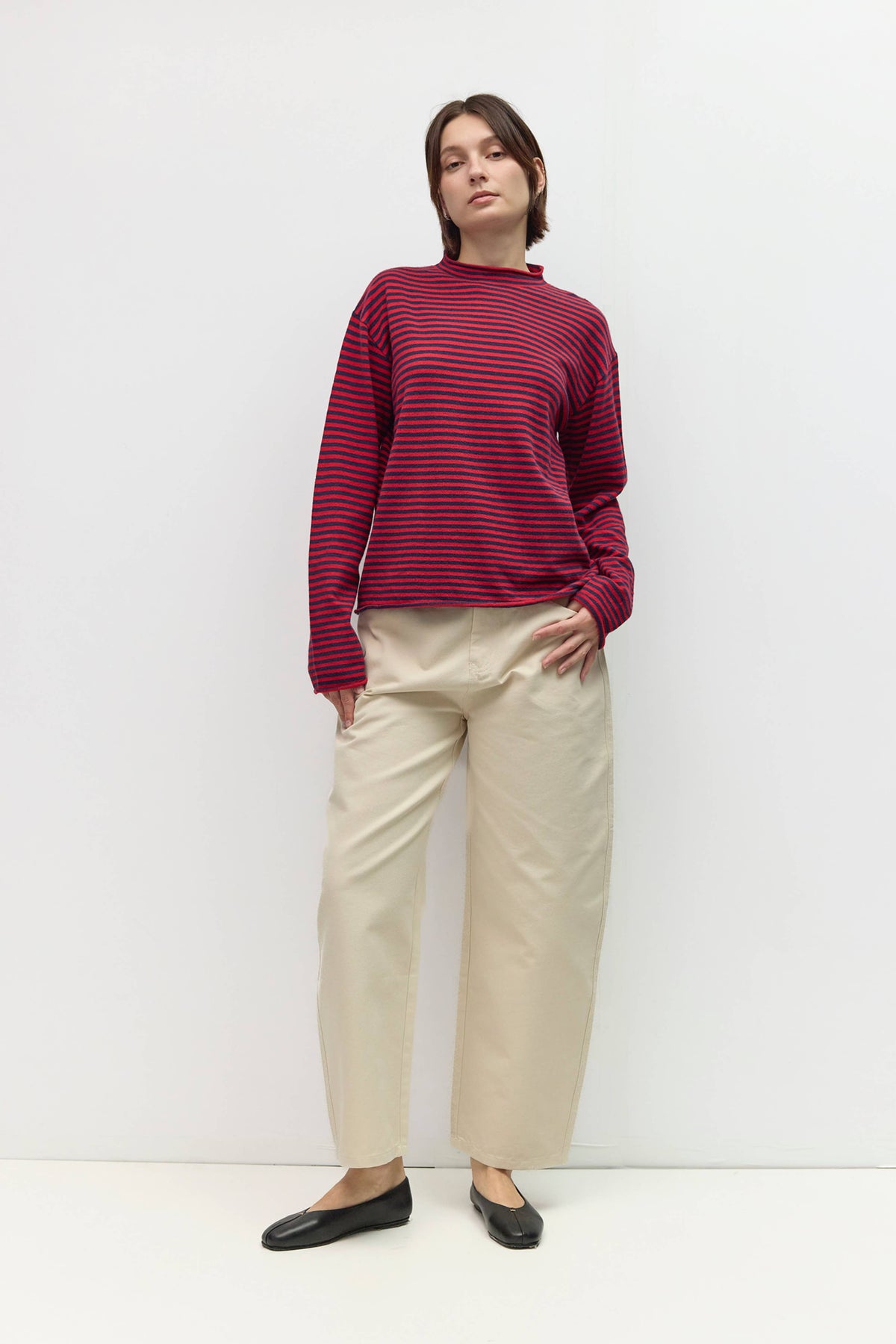 All Row The Cierra Sweater | Striped Mockneck Sweater