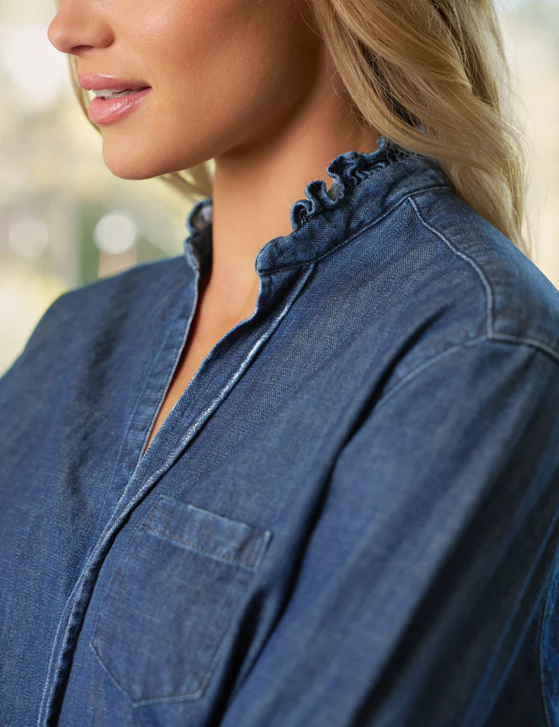 Frank and Eileen Eileen Ruffle Collar Button-Up Shirt