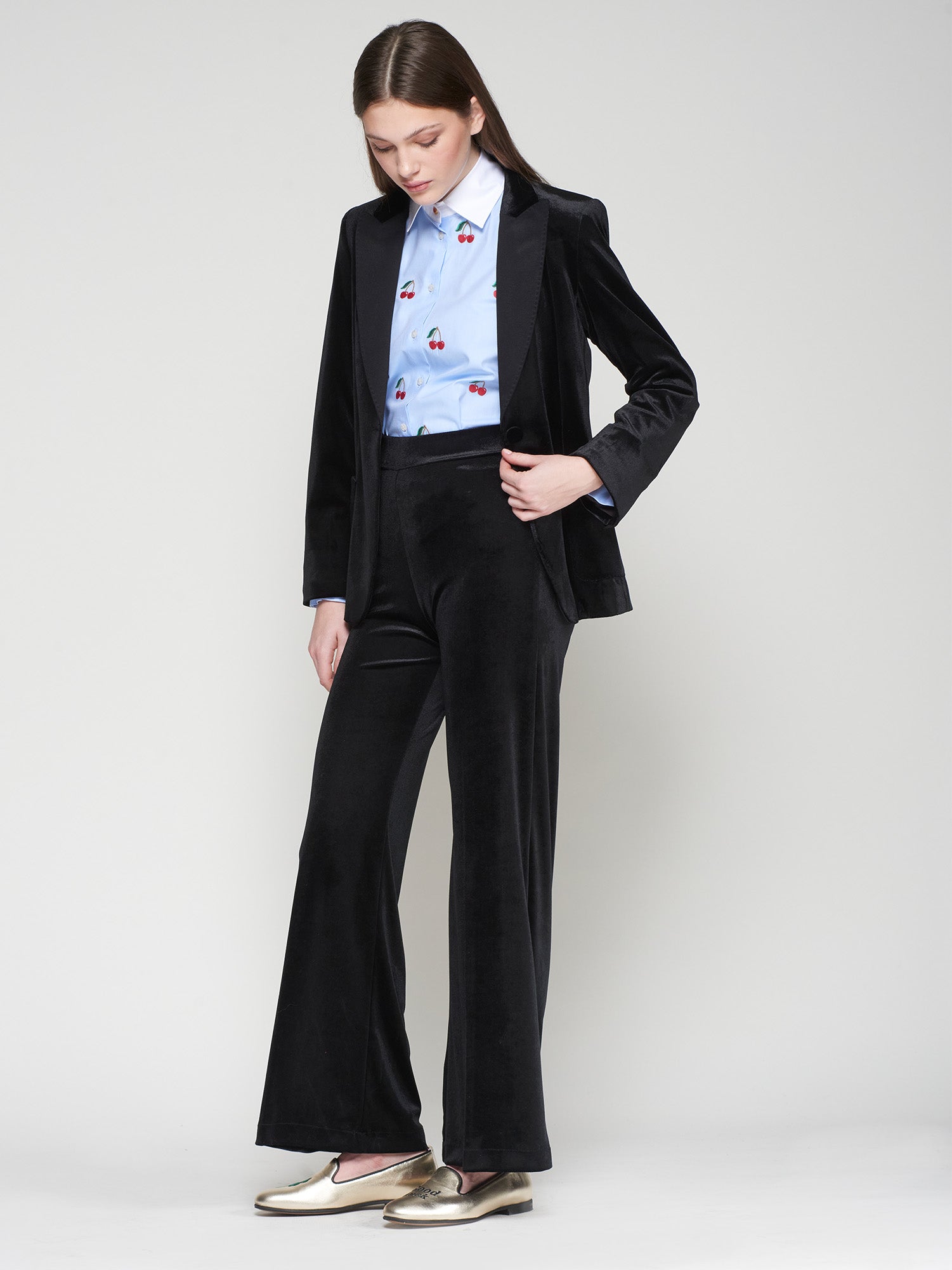 Vilagallo Black Velvet Pant 32903