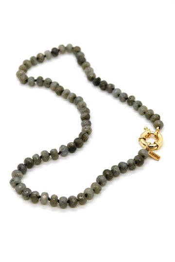 Lizou Hand-Knotted Faceted Labradorite Beaded Necklace