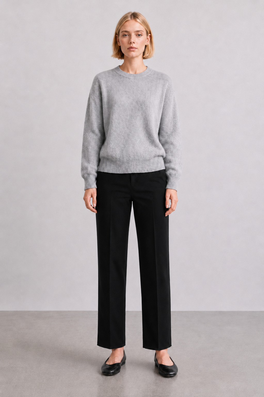 Elle Grey Tailored Knit Straight Pant 5386EPC
