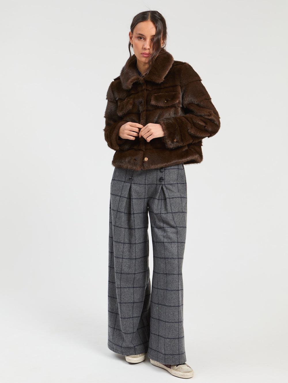 Vilagallo Brown Faux Fur Jacket 33763