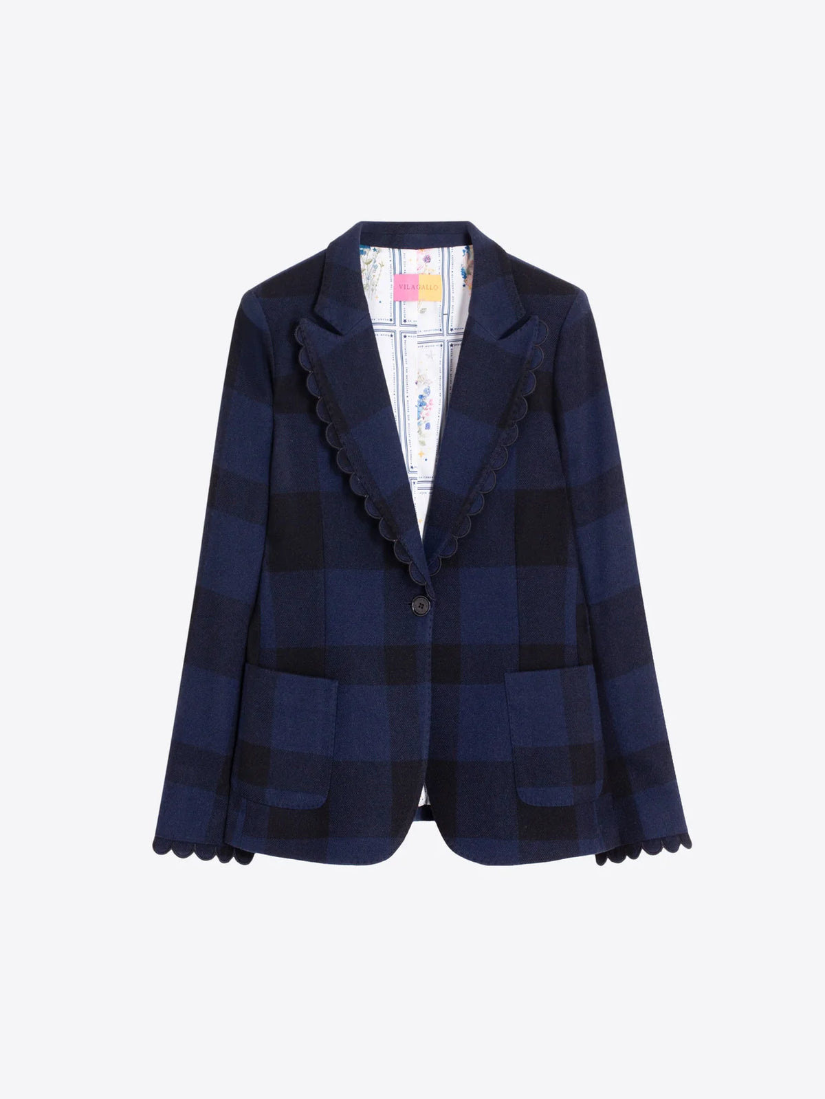 Vilagallo Hillary Jacket in Black/Navy Check