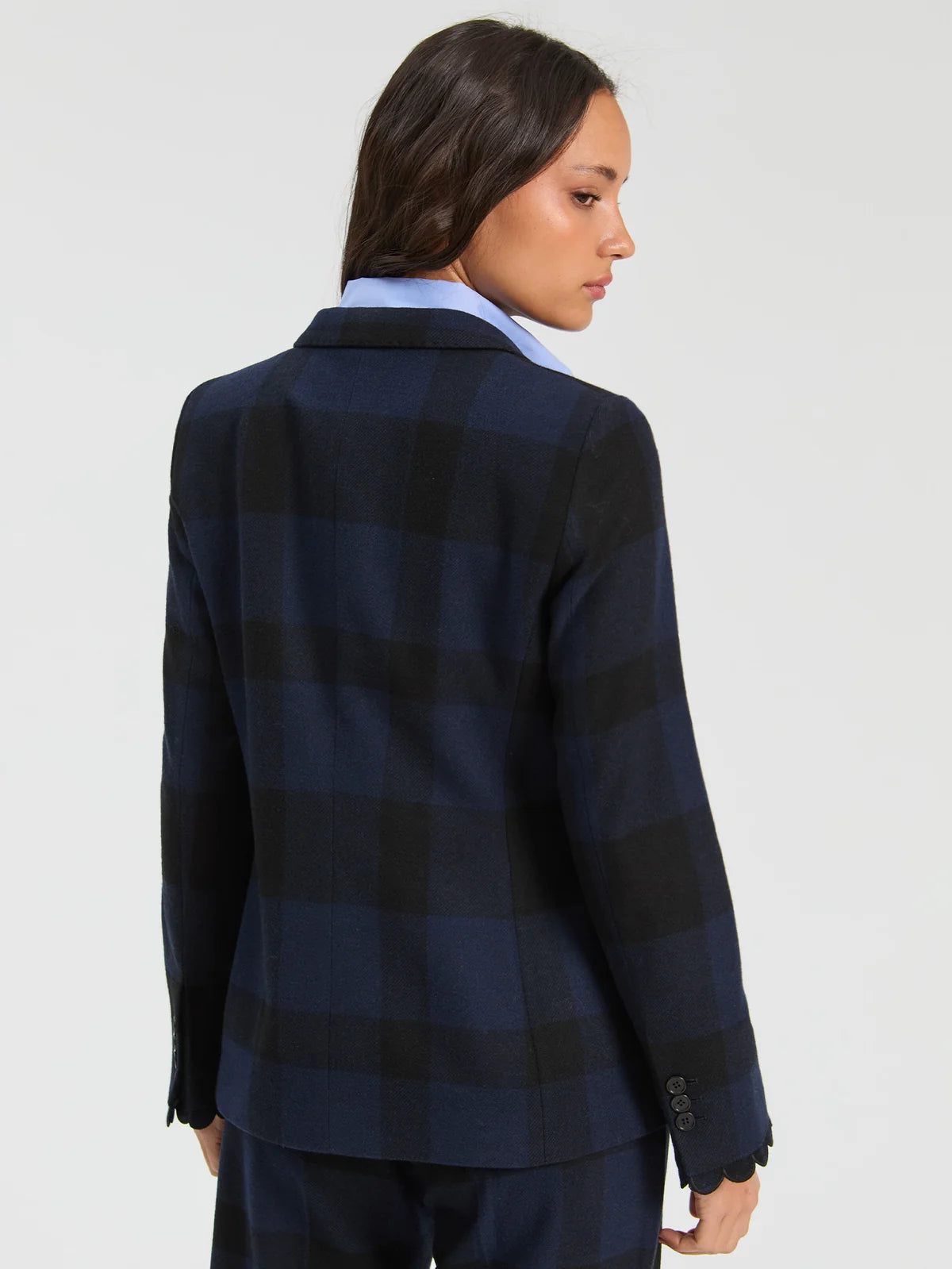 Vilagallo Hillary Jacket in Black/Navy Check